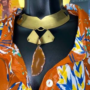 Free People Stone & Gold metal Necklace